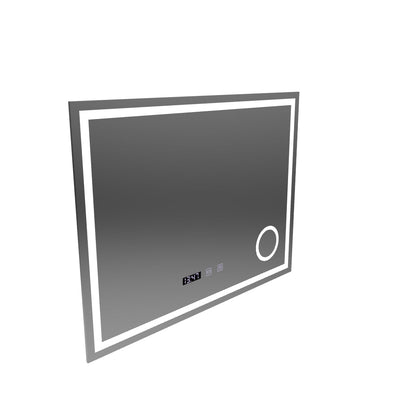 NIVERA LED Touch Mirror De-fogging System, Clock and Temperature 80x60 cm Cosmetic Magnifier