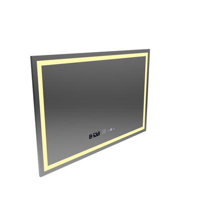 Rectangular LED mirror 120x80cm Vérité MotionGlow Marcello, Demister System, Clock & Thermometer, Dimmable