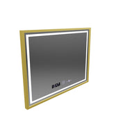 Rectangular LED mirror, 80x60cm, Verite Royale Gold MotionGlow Marcello, Demister System, Clock & Thermometer, Dimmable