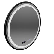 LED Round Mirror, 70cm, Celeste Majeste Noir MotionGlow Marcello, Demister System, Clock & Thermometer, Dimmable