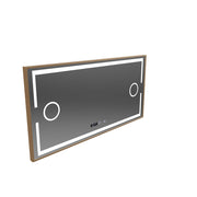 LED mirror MotionGlow Isabell sensor with demist function Thermometer Clock 120x80 cm Warm/Cold/Neutral Light Dimmable, Rose Gold Brushed Frame, Marcello Funghi Collection