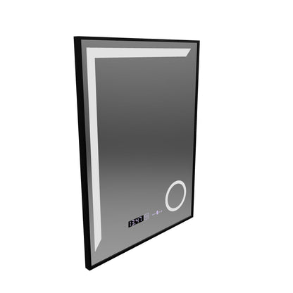 LED Mirror Francesca MotionGlow Sensor 60x80 cm Warm/Cold/Neutral Light Dimmable Frame Black Brushed Demisting System Thermometer Clock Marcello Funghi Collection