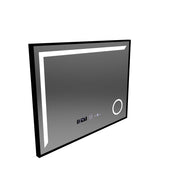 LED mirror Sensor MotionGlow Francesca 80x60 cm Warm/Cold/Neutral Light Dimmable Frame Black Brushed De-fogging System Thermometer Clock Marcello Funghi Collection