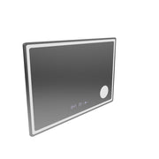 Rectangular LED Mirror, 90x60cm, Velor MotionGlow Marcello, Demister System, Clock & Thermometer, Cosmetic Magnifier, Dimmable