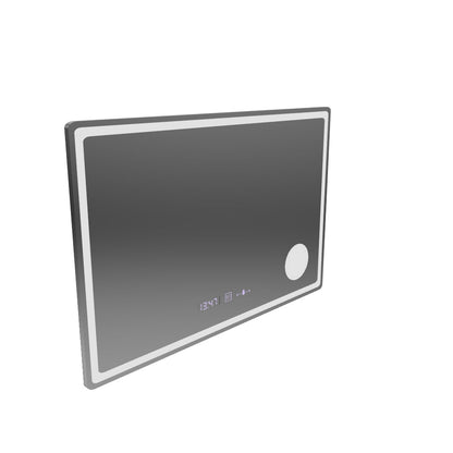 Rectangular LED Mirror, 90x60cm, Velor MotionGlow Marcello, Demister System, Clock & Thermometer, Cosmetic Magnifier, Dimmable