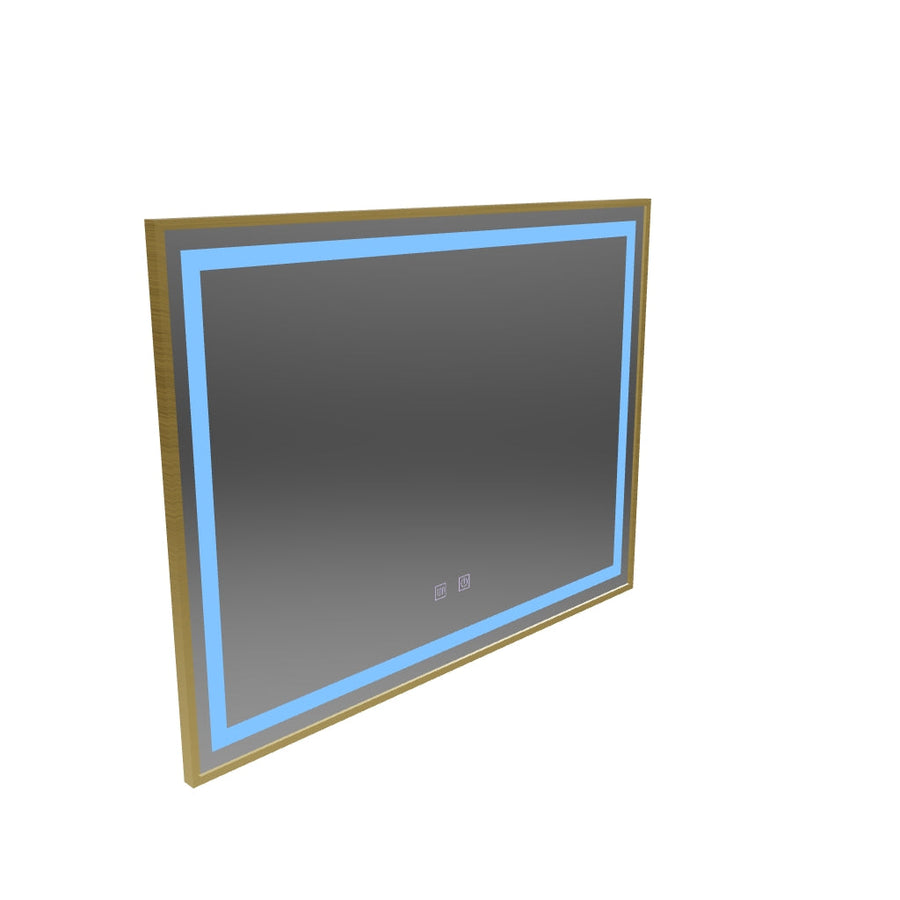 RAYNA Touch LED mirror, 80x60 cm, Demist function, Brushed Gold Frame