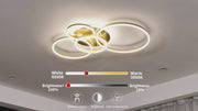 RINOVA LED Chandelier with Remote Control, 4 circles, 112W, Warm/Cold/Neutral Light, Dimmable, Gold
