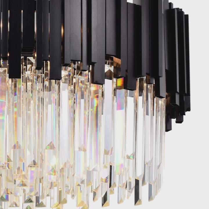Crystal Chandelier BLOIS Magno 8x E14 D60 cm Black Gold Adjustable Height