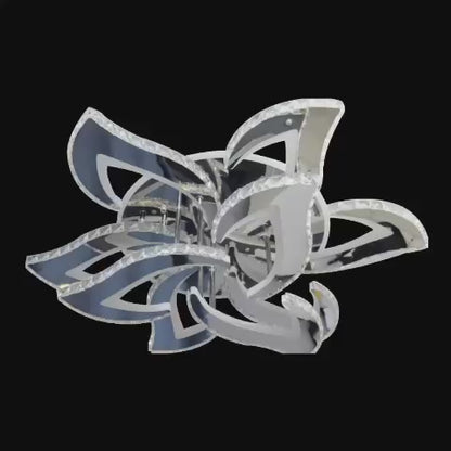 LED chandelier with remote control and crystal Alejandro 160W, 9 Flowers, Cold/Warm/Neutral light, Dimable, Shiny Chrome