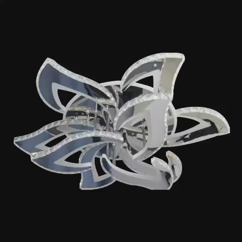 LED chandelier with remote control and crystal Alejandro 160W, 9 Flowers, Cold/Warm/Neutral light, Dimable, Shiny Chrome