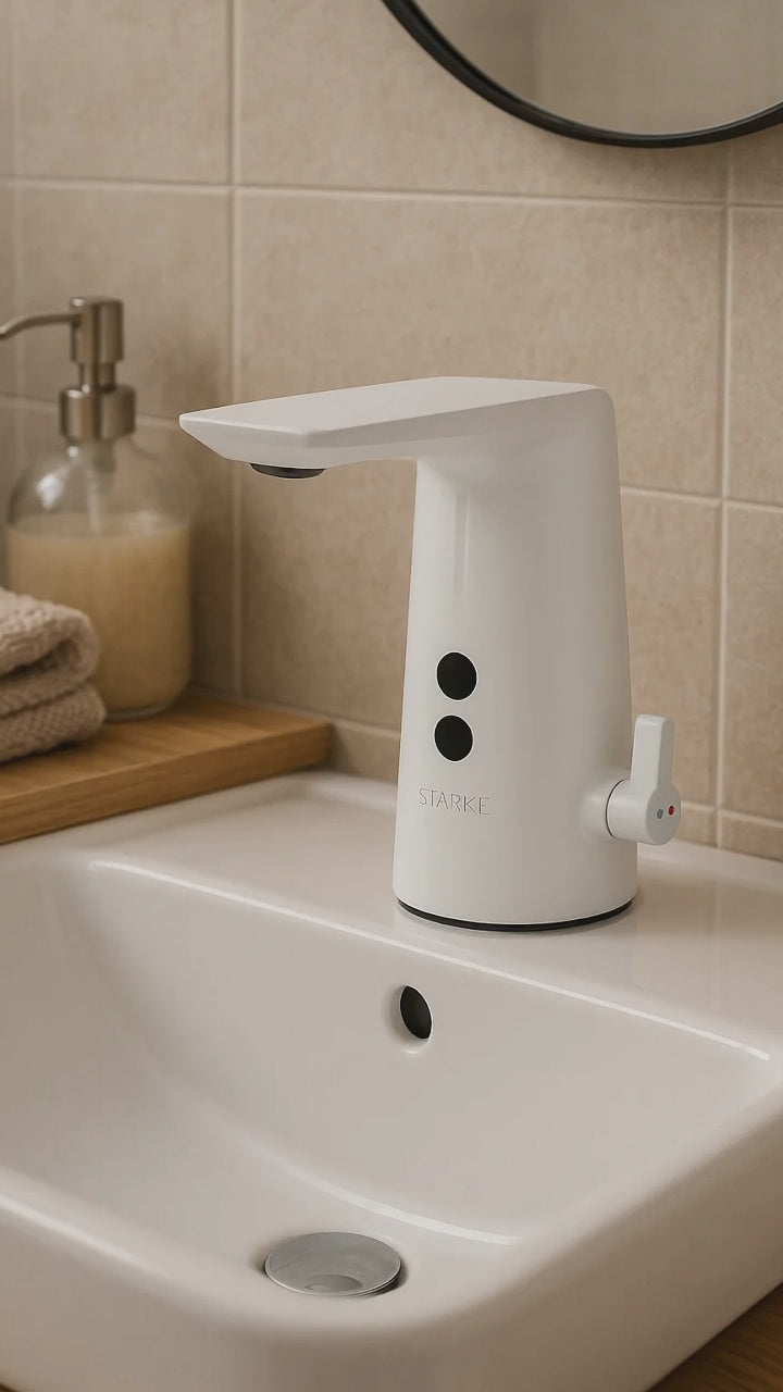 Sink faucet with sensor, sanitary brass, white, RW-190WH