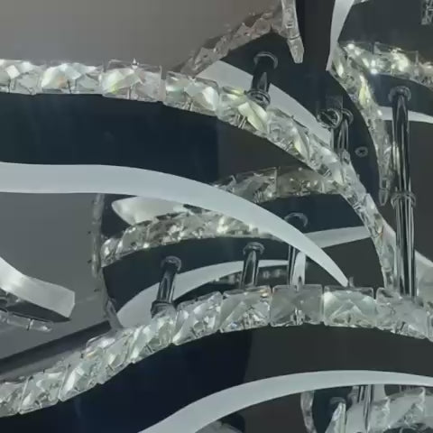 LED chandelier with remote control and crystal Alejandro 160W, 9 Flowers, Cold/Warm/Neutral light, Dimable, Shiny Chrome