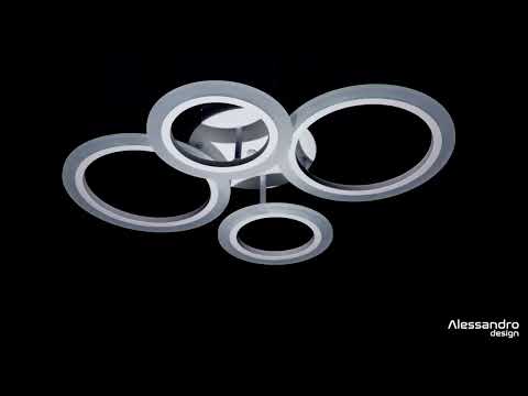 LED chandelier with remote control BETTY 43W, 4 Circles, Cold/Warm/Neutral light, Dimmable, White