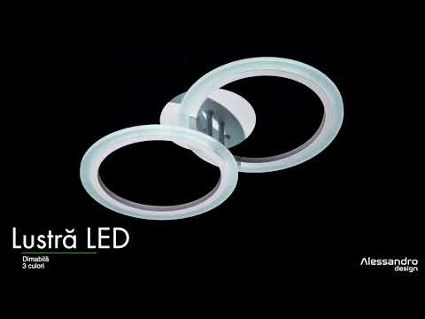 LED chandelier with remote control BETTY 27W, 2 Circles, Cold/Warm/Neutral light, Dimmable, White