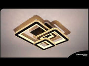 LED chandelier with remote control and crystal LEILA 88W, 3 Squares, Cold/Warm/Neutral light, Dimmable, Glossy Black Chrome