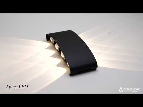 Fantas LED Wall Light for Exterior and Interior, 8 Sources x 1W, IP65, Metallic, Black, 3000K