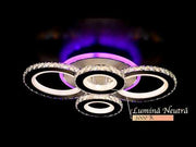 LED chandelier with remote control and crystal NOVA ROTONDA RGB 82W, 4 Circles, Cold/Warm/Neutral light, Dimmable, Black