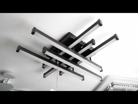 LED Chandelier with Remote Control LINEX, 81W, 6 Elements, Linear, Cold/Warm/Neutral light, Dimmable, Black
