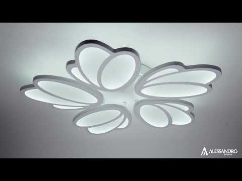 LED chandelier with remote control TULIP 81W, 5 Petals, Cold/Warm/Neutral light, Dimmable, White