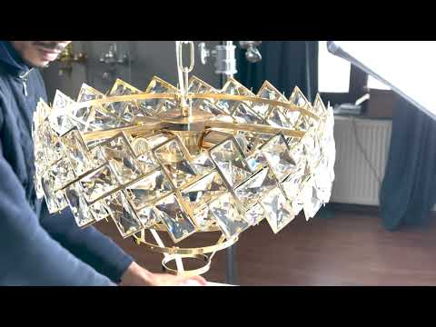 Crystal Chandelier WINDSOR Nobile 5xE14, Diameter 39cm, Shiny Gold, Adjustable Height