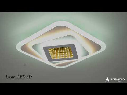 LED chandelier NEXA 3D 46W, Square, Cold/Warm/Neutral light, White