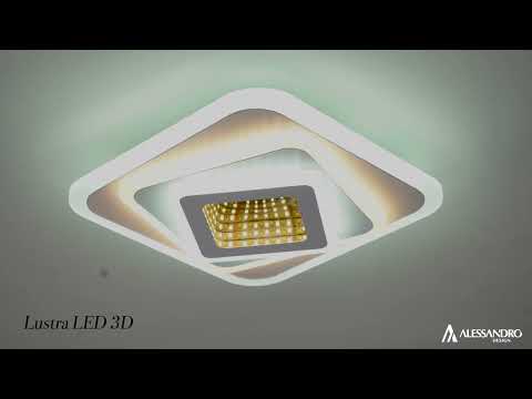 LED chandelier NEXA 3D 46W, Square, Cold/Warm/Neutral light, White