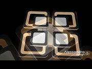 LED chandelier with remote control SUSAN 96W, 4 Squares, Cold/Warm/Neutral light, Dimmable, White