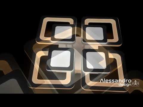 LED chandelier with remote control SUSAN 96W, 4 Squares, Cold/Warm/Neutral light, Dimmable, White