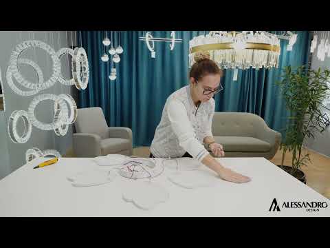 LED chandelier with remote control TULIP 81W, 5 Petals, Cold/Warm/Neutral light, Dimmable, White