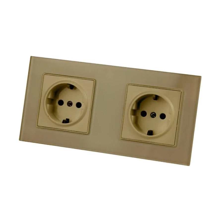 Double Socket with Safety Glass Frame, GOLD Socket Default Title Alessandro Design