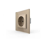 Simple Schuko socket, terminals without screws, with glass frame, Gold, Livolo Default Title Alessandro Design
