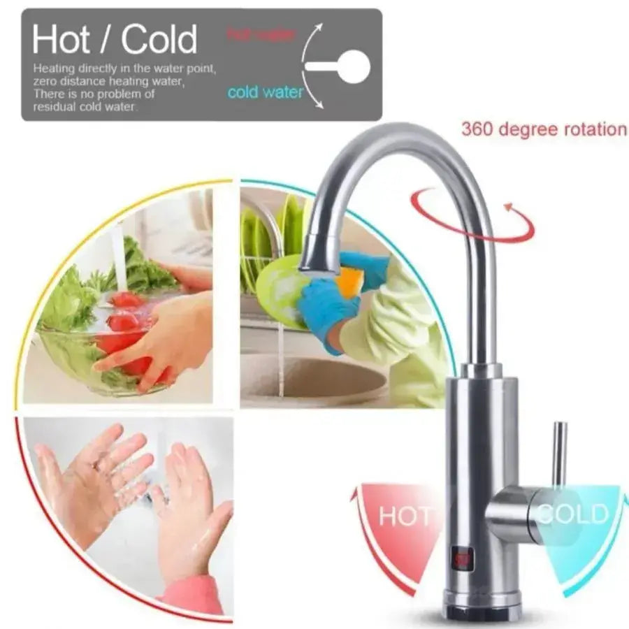 Instant Electric Faucet for Hot Water, LCD Display, Chrome, LZ701SS Sanitary Faucets Default Title Alessandro Design