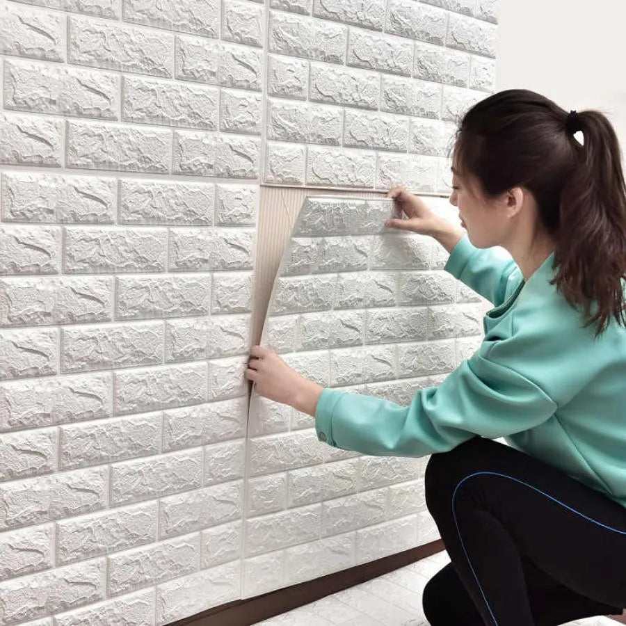 Set of 10x Self-adhesive 3D Wallpaper White Bricks from soft foam, 70cm x 77cm x 2 mm 3D Wallpaper Default Title Alessandro Design