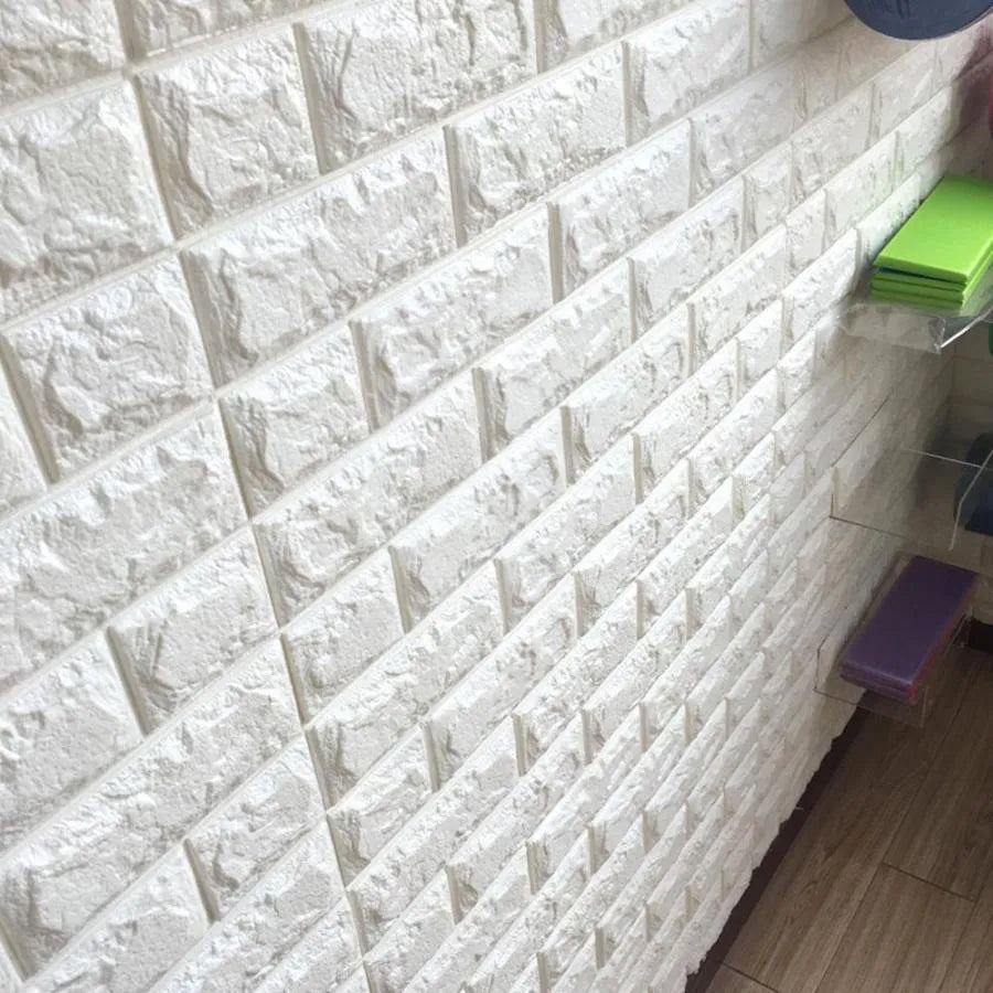 Set of 10x Self-adhesive 3D Wallpaper White Bricks from soft foam, 70cm x 77cm x 2 mm 3D Wallpaper Default Title Alessandro Design