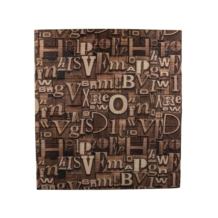 Set of 10x Self-adhesive Brown 3D Wallpaper from soft foam, 80cmx70cmx6mm, Light Brown Letters Pattern 3D Wallpaper Default Title Alessandro Design