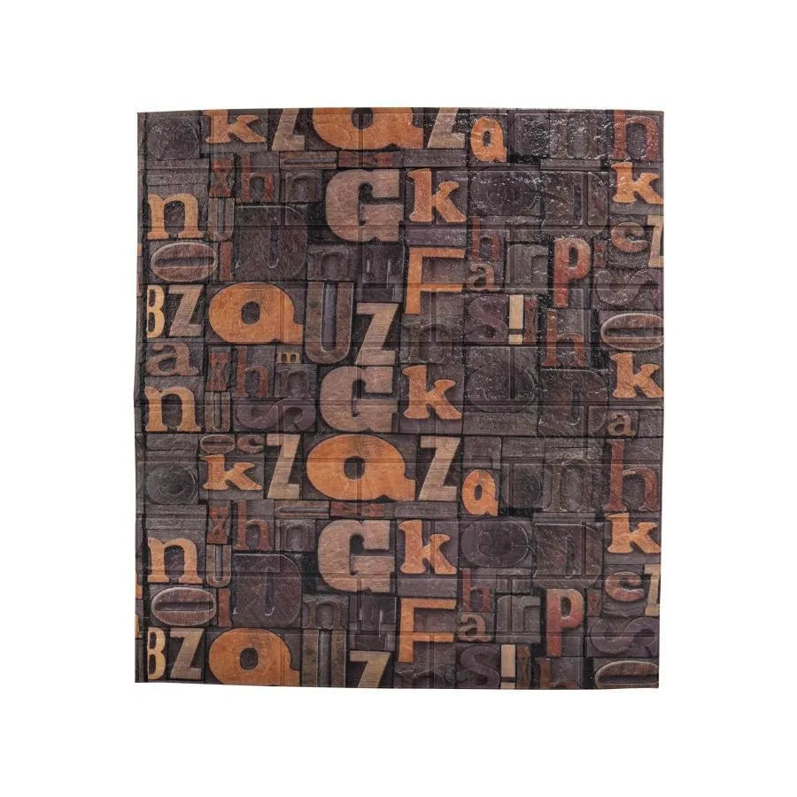Set of 10x Self-adhesive Brown 3D Wallpaper from soft foam, 80cmx70cmx6mm, Dark Brown Letters Pattern 3D Wallpaper Default Title Alessandro Design