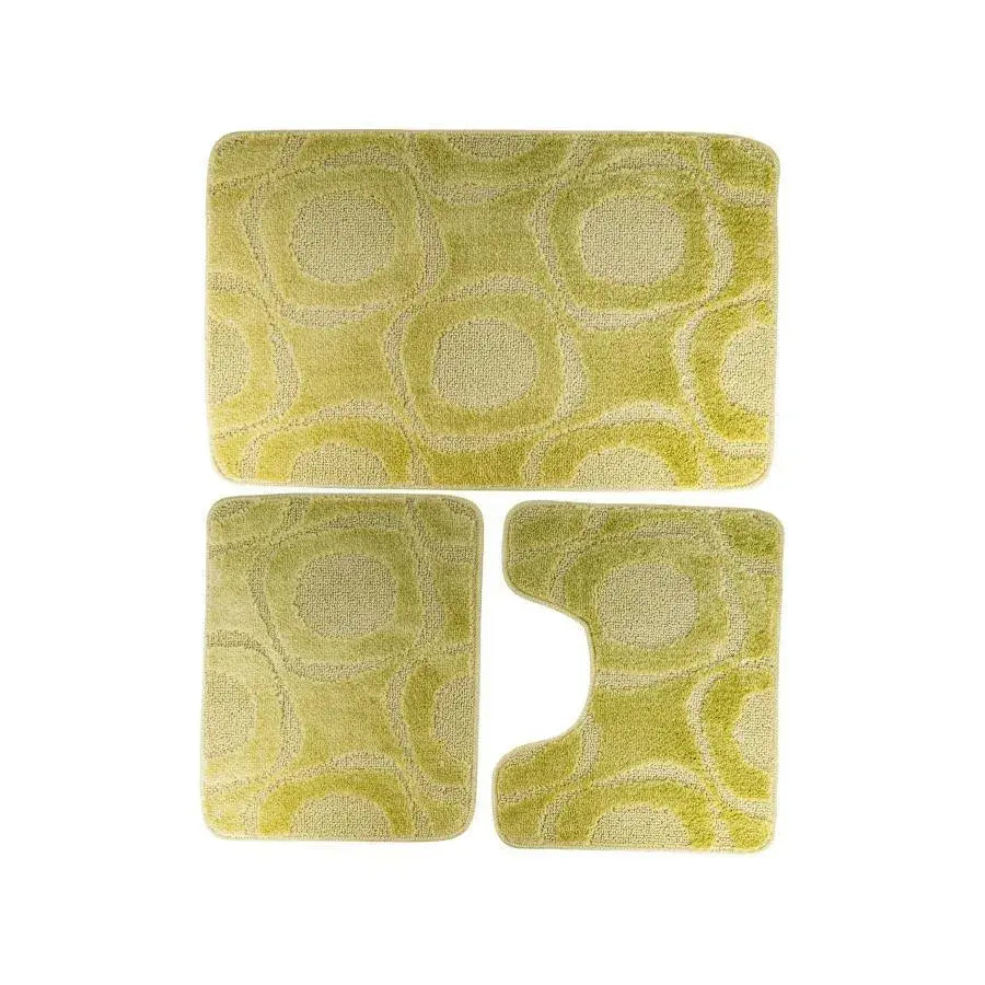 Set of 3 Bathroom Rugs, 50x40 cm, Green, Non-Slip Bathroom Rugs Default Title Alessandro Design