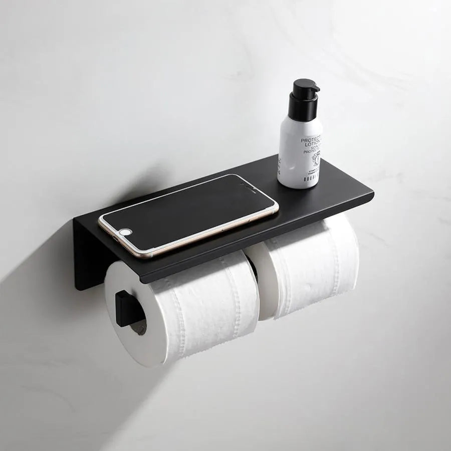 Double Toilet Paper Holder with Phone Holder/Black Perfume GJ603 Toilet Paper Holder Default Title Alessandro Design