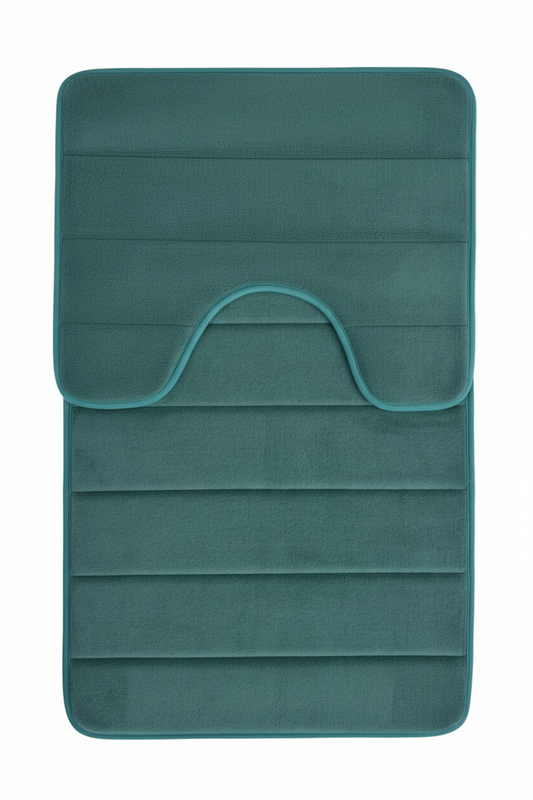 Covorase de Baie, 80x50 cm / 50x40 cm, Verde, Antiderapant, Absorbant, Set 2 bucati Covoare Baie Default Title Alessandro Design