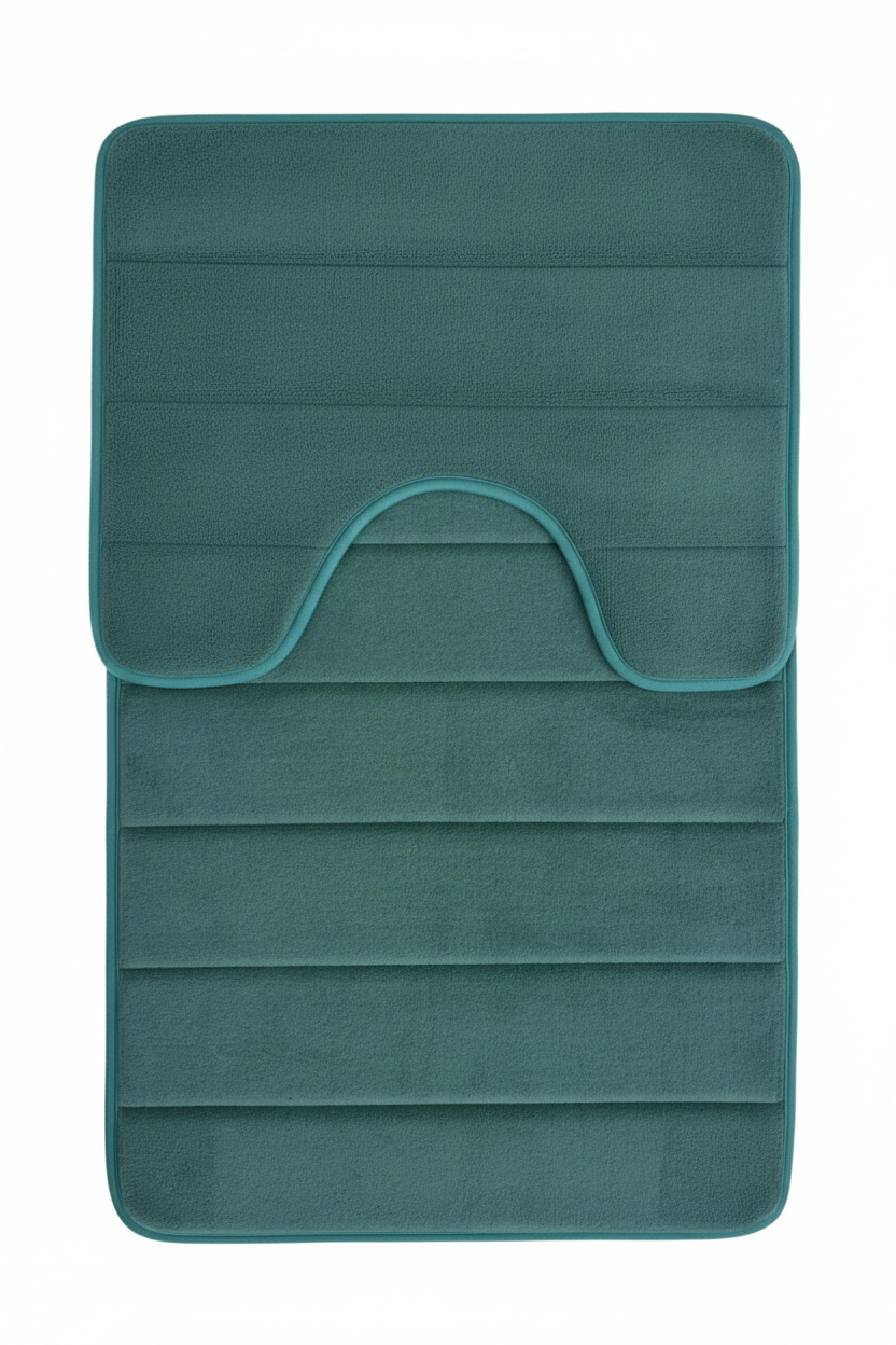 Covorase de Baie, 80x50 cm / 50x40 cm, Verde, Antiderapant, Absorbant, Set 2 bucati Covoare Baie Default Title Alessandro Design