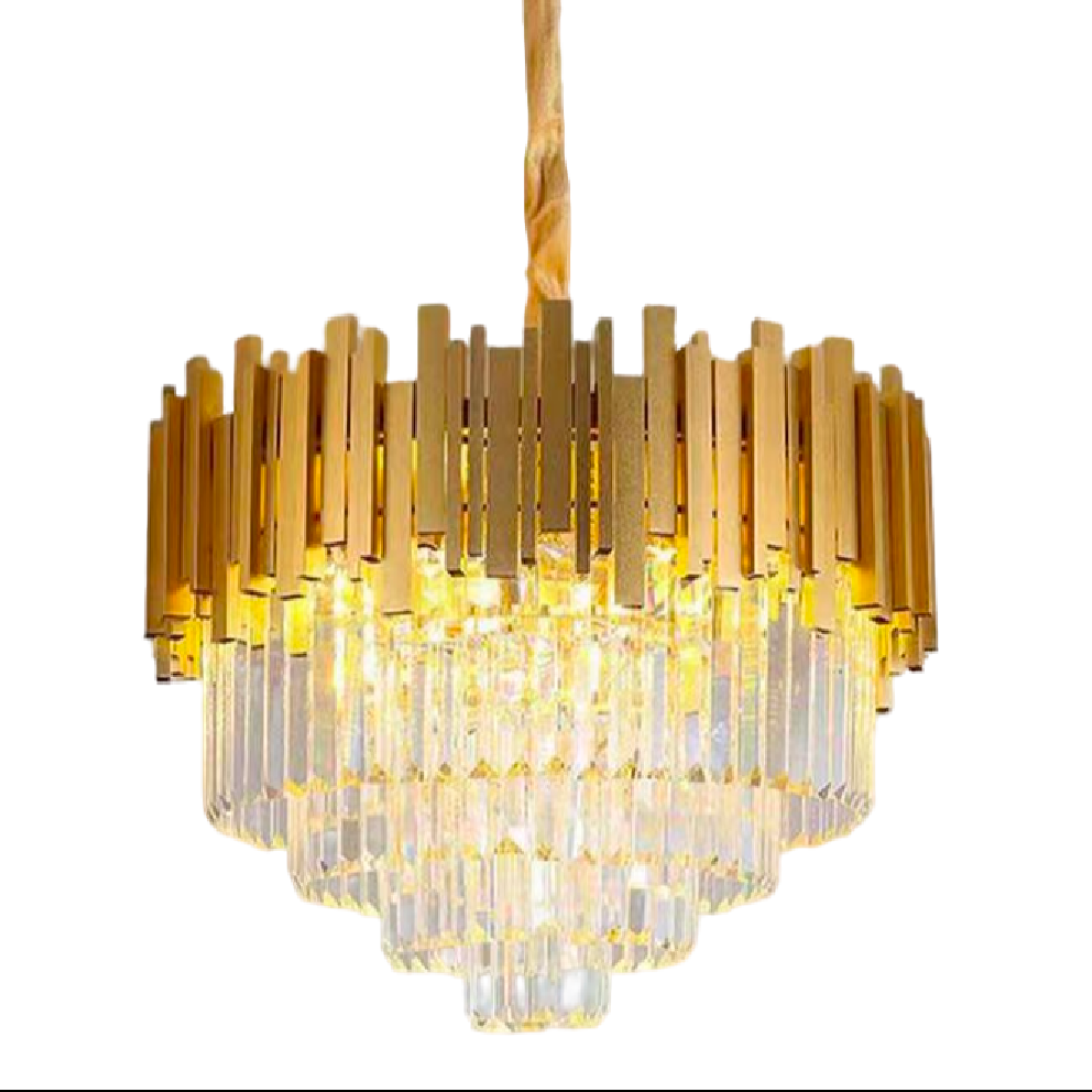 BLOIS Eleganza Crystal Chandelier, Diameter 50cm, 8x E14, Shiny Gold, Adjustable Height Crystal Chandeliers Default Title Alessandro Design