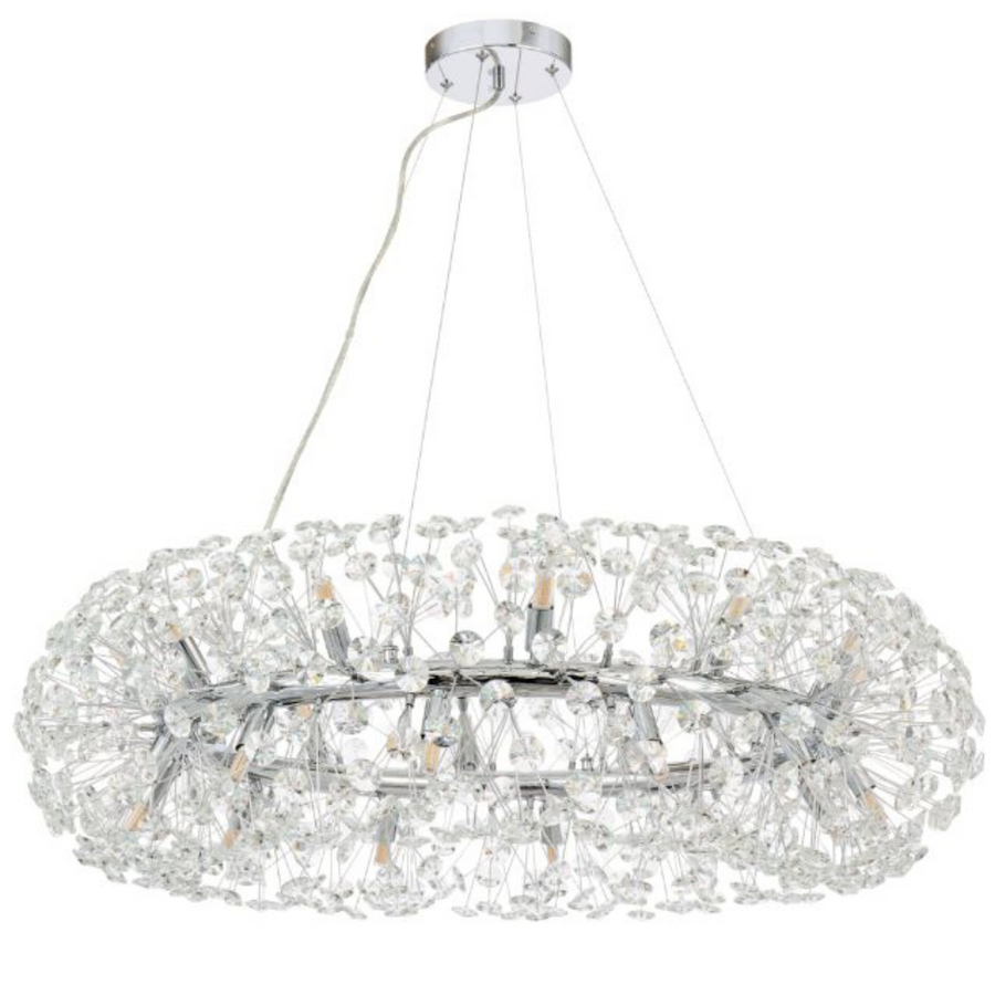 MINUET Crystal Chandelier 12x G9, Diameter 60cm, Shiny Silver, Adjustable Height Crystal Chandeliers Default Title Alessandro Design