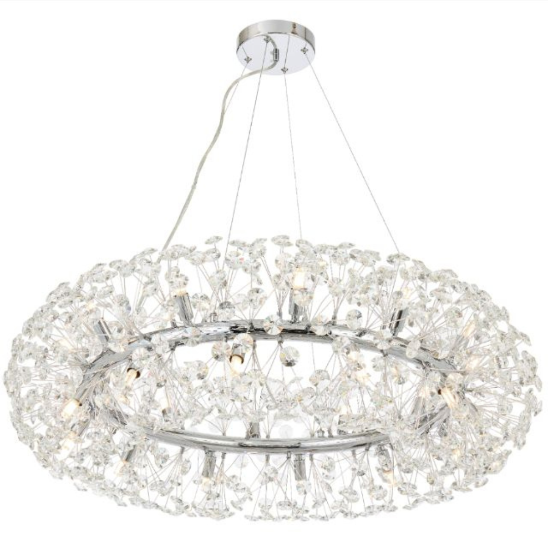 MINUET Crystal Chandelier 12x G9, Diameter 60cm, Shiny Silver, Adjustable Height Crystal Chandeliers Default Title Alessandro Design