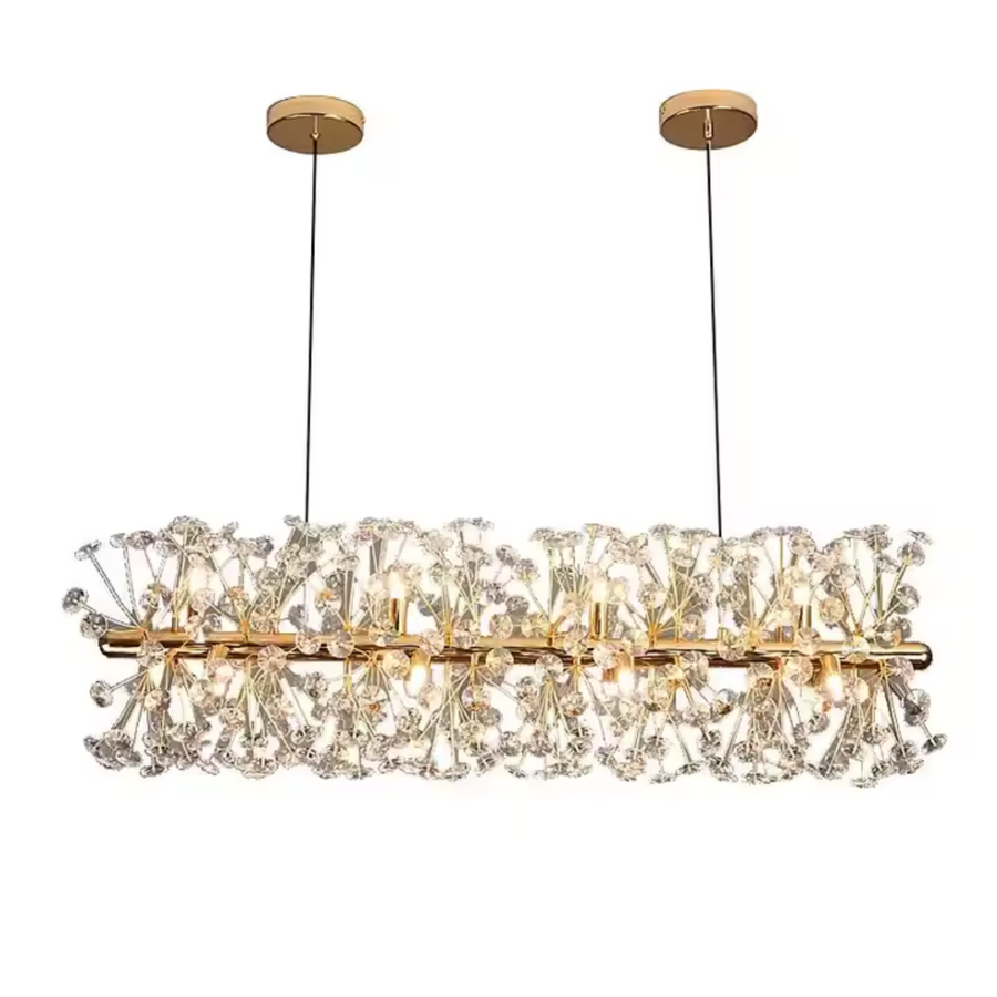Crystal Chandelier MINUET 9x G9, Length 70cm, Shiny Gold, Adjustable Height Crystal Chandeliers Default Title Alessandro Design