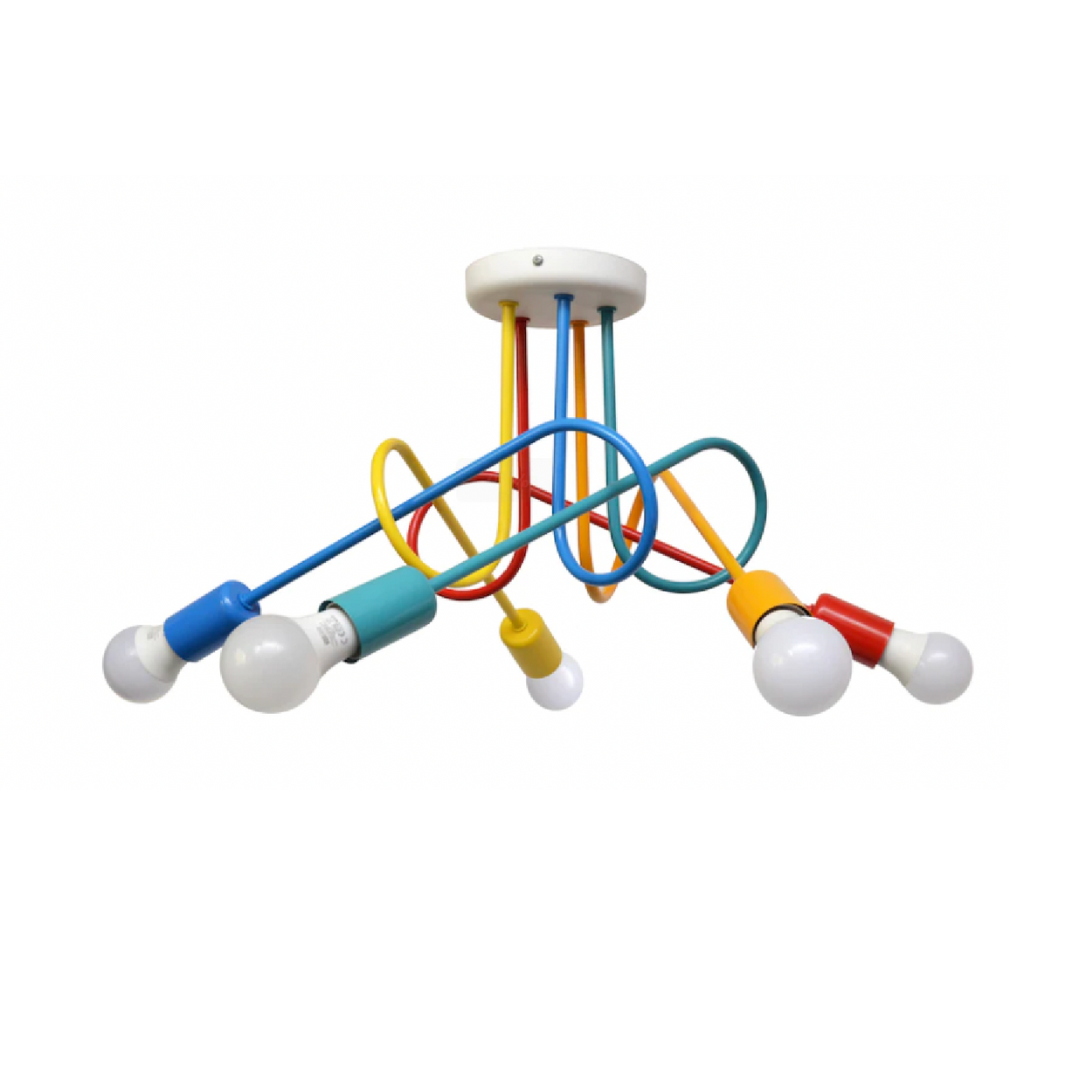 MINIMALIST Chandelier, with Arms, ANGIOLO, Undulata, 5xE27, Multicolor Children's Chandeliers Default Title Alessandro Design