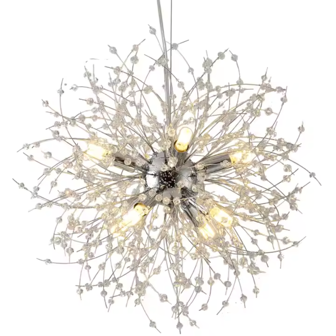 Schönbrunn Crystal Chandelier, 6x G9, Diameter 40cm, Shiny Chrome, Adjustable Height Modern Chandeliers Default Title Alessandro Design