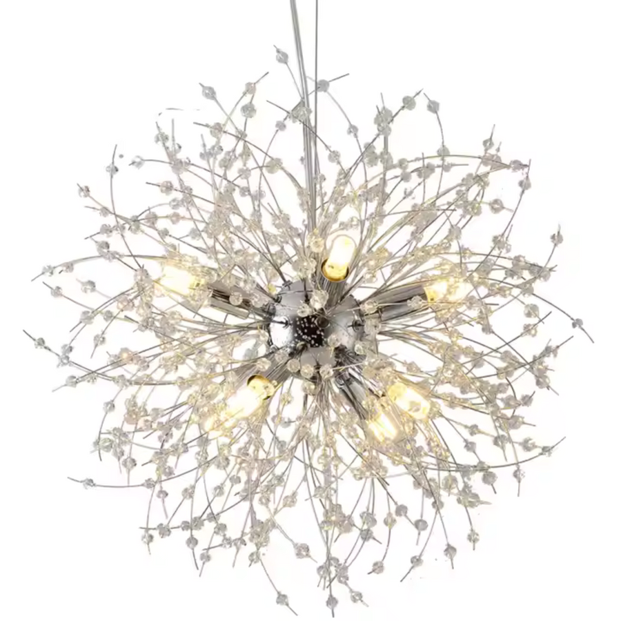 Schönbrunn Crystal Chandelier, 6x G9, Diameter 40cm, Shiny Chrome, Adjustable Height Modern Chandeliers Default Title Alessandro Design