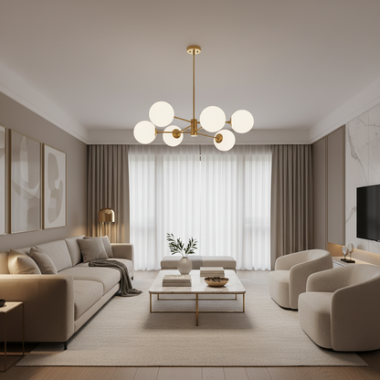 LOFT Suspended Chandelier, 6x E27, Gold