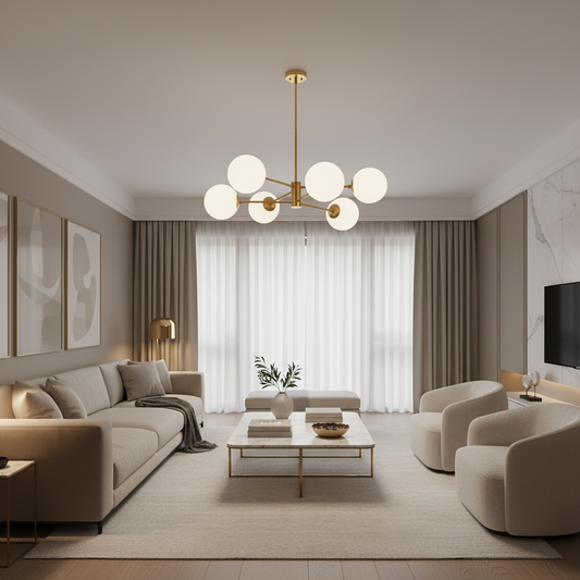 LOFT Suspended Chandelier, 6x E27, Gold